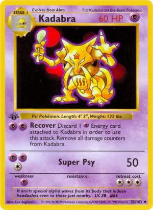 Kadabra - Base Set (Shadowless) #32 Pokemon card