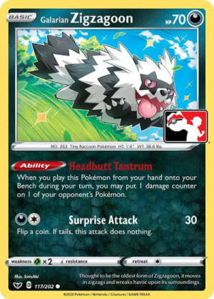 Galarian Zigzagoon - Prize Pack Series Cards #117 Pokemon card